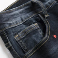 Men y2k Stretchy Denim jeans Ripped Skinny Letter Print | SAMAG