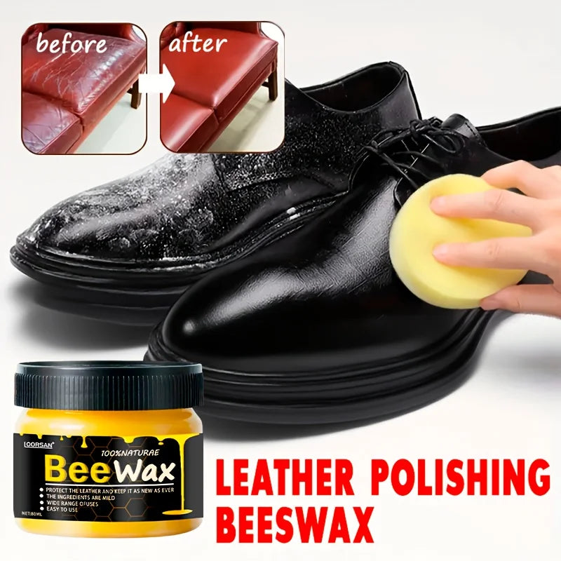 LOORSAN 80ml New Universal Beeswax Shoe Polish Kit - Quick Shine, Deep Nourishment, All Colors, Easy, Long-lasting Protection