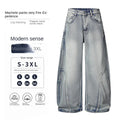 OIQERE Four Seasons New Men's Curved Leg Dirty Wash Denim | SAMAG