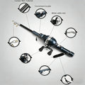 DEUKIO Portable Carp Foldable Fishing Rod Combo Folding Fishing Lure Rod Telescopic Fighing Pole Reel Combo with Fishing Line