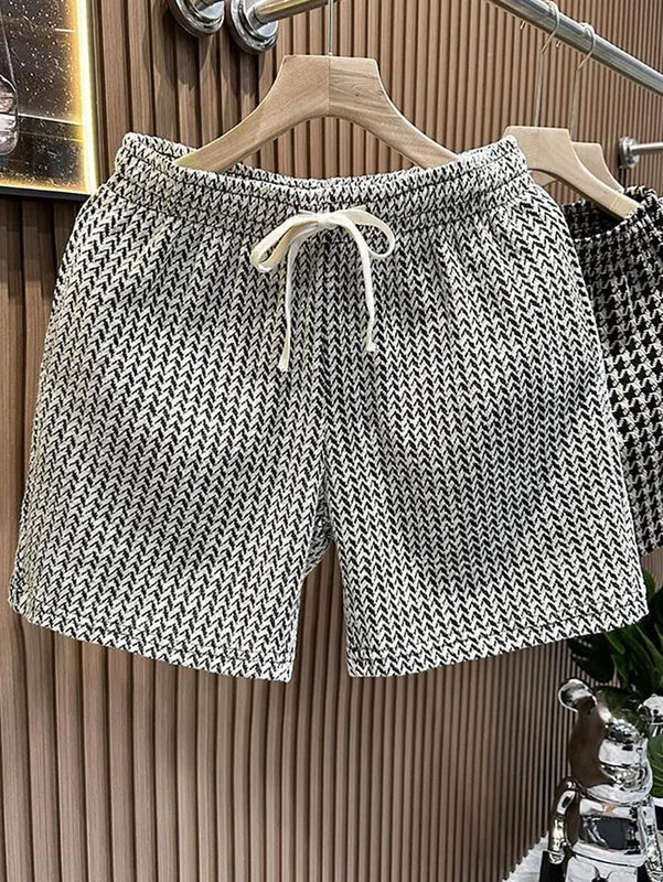 Houndstooth Casual Plaid Shorts Men Sport Loose Wide leg | SAMAG