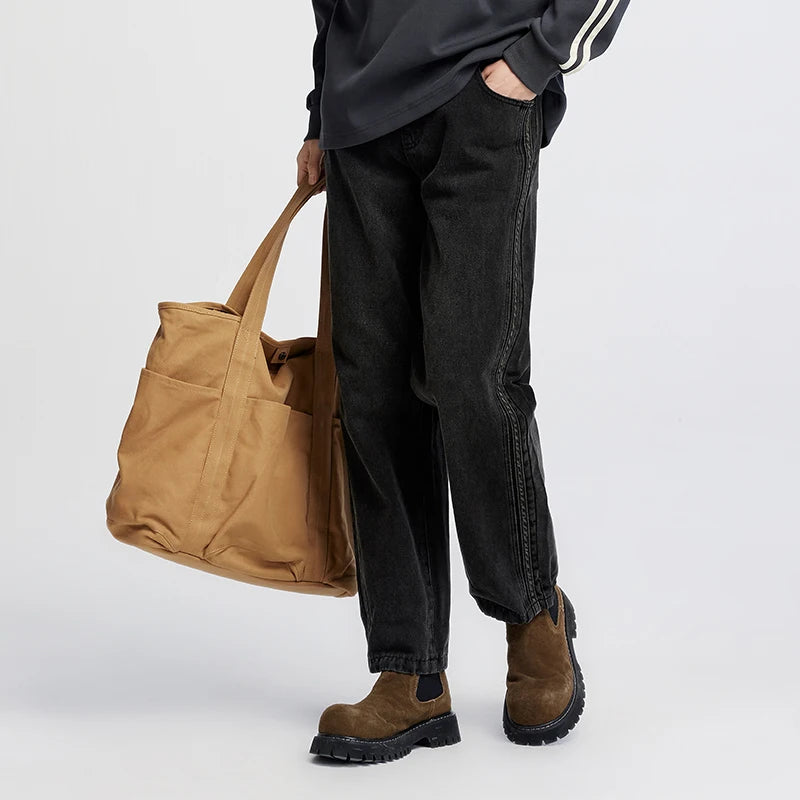 Semir Men Jeans Retro Wide Straight Side Stripe Elastic | SAMAG