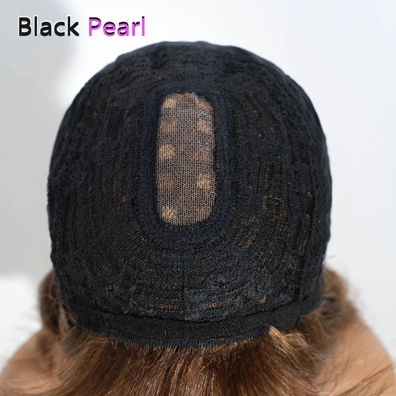 14 Inch Body Wave Wig With Bangs Highlight Color Central Part 4x1 Lace Frontal Human Hair Pre Plucked Natural Hairline