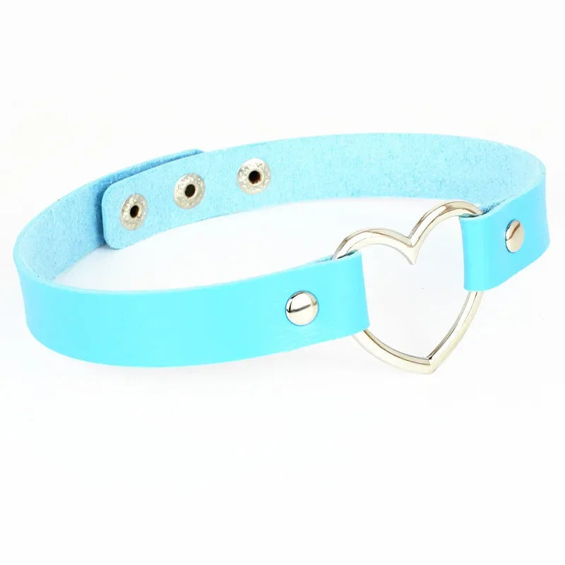 Fashion Black Pink PU Leather Gothic Punk Harajuku Cosplay Collar  Choker Necklace