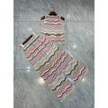 Metallic Striped Pleated Printed Pants Set for Women Fashion 2026 Summer New Slim Fit Elastic Vest + Straight Pants 2-Piece Set