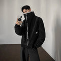 Autumn Winter Stand Collar Lapel Cotton Leather Jacket Imitation Mink Fur Warm Jackets Streetwear Social Streetwear Men Clothing
