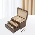 Black Walnut /Brown / White Wood Organizer Jewelry and Watch Display Case Storage Box Convenient