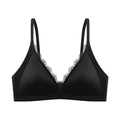 Ins Simple Satin Satin Wireless V Bra V Lace Neck Traceless Push Up Underwear Lingerie Solid Color Satin Lace Brassiere Running