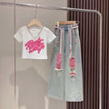 Kids Child New Jeans T - shirt Clothing Set for Teen Girl - View 5 | SAMAG