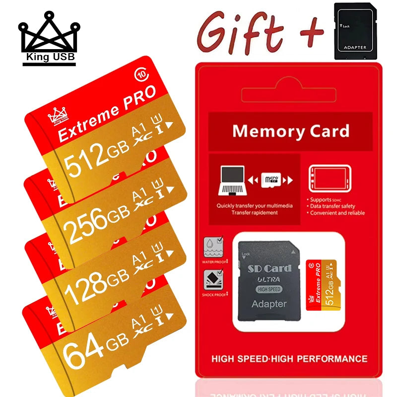 512GB Micro SD Card Performance Grade Data Storage Smart Device SDXC Flash Memory A1 U3 4K High-Speed for Smartphone Tablet PC -
