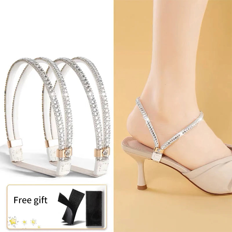 Ankle Holding Loose Anti-skid Bundle Laces Tie Straps Band Women Rhinestone Shoelaces Free Triangle Bundle High Heels Shoe Belt