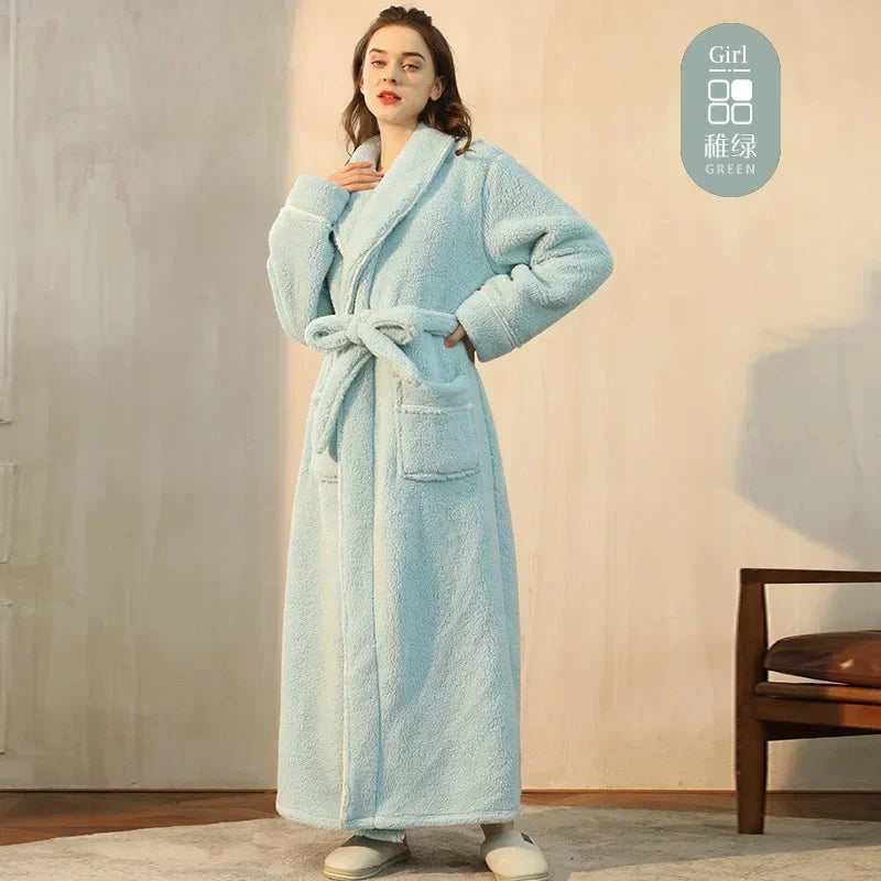 Fashionable double-sided thick plush nightgown women | SAMAG