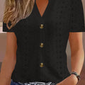Y2k Tops Women's Summer Blouse Casual V-Neck Button Short Sleeve Tops Elegant Fashion Blouses Casual Loose Solid Colors Shirts