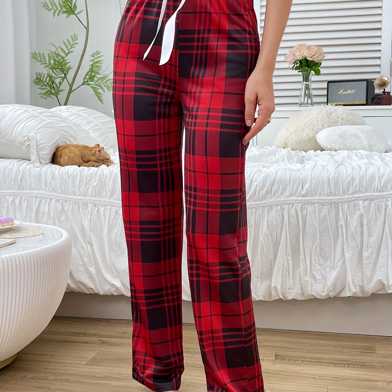 Single Pair of Autumn Women's Pajamas, Casual Plaid | SAMAG