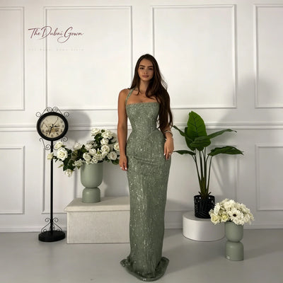 Elegant Green Halter - Neck Strapless Sleeveless | SAMAG