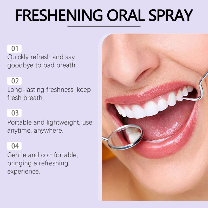 Long Lasting Mint Oral Spray Portable Mouth Breath Freshener for Adults Freshness Oral Care Products Sprayer Travel-Sized 20ml