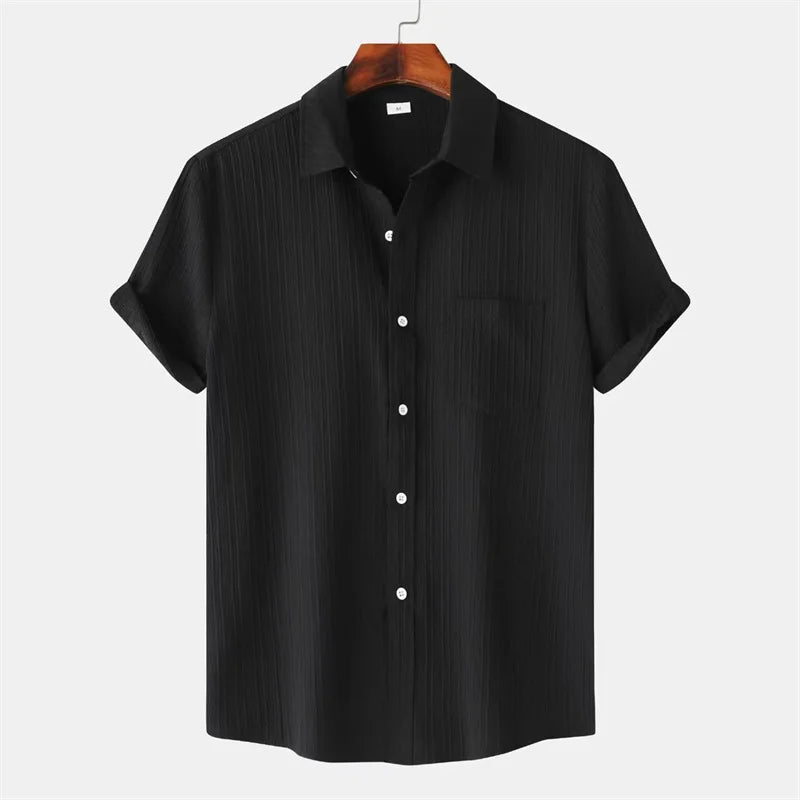 New 9 Color Men's Solid Striped Shirt Summer Fashion | SAMAG