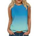 New Gradient Color 3D Print Tank Tops Women O-Neck Casual Vest Off Shoulder Y2k Sleeveless Top Harajuku Camisole Woman Clothing