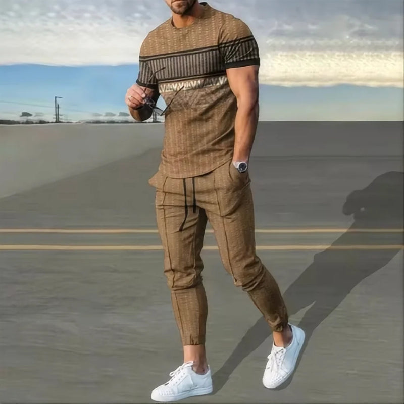 Summer basketball sportswear set short sleeved T - shirt long pants two - piece men's 3D printed casual - View 5 | SAMAG