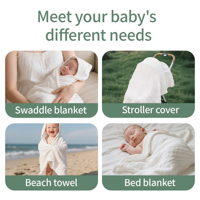 Elinfant 1PC Solid Color Absorbent Baby Hooded Towel 100% Cotton Bath Towel For Bathroom,Pool,Beach