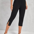 Women's Fashion Black High - Waisted Split Seven - Eighth - View 3 | SAMAG