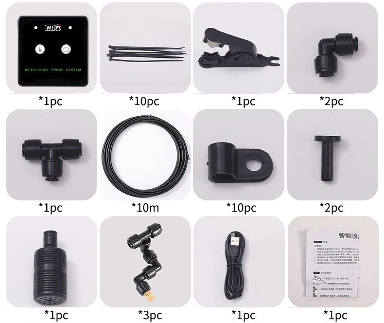 Rainforest Sprayer WiFi Control Automatic Mist Rainforest Timing Spray System Kit Irrigation Timer Reptile Sprayer Humidifier