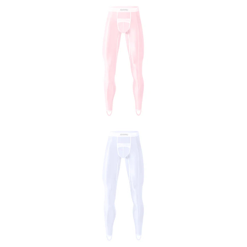 Men Ice Silk Leggings Underwear Ultra Thin Sexy Transparent High Stretch Foot Anti Slip Pants Sports Fitness Bottoms Underpants