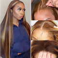 Honey Blonde Ombre Highlight Body Wave Lace Front Human Hair Wigs Pre Plucked Glueless Straight Deep Wave Frontal Wigs For Woman On Clearance Sale