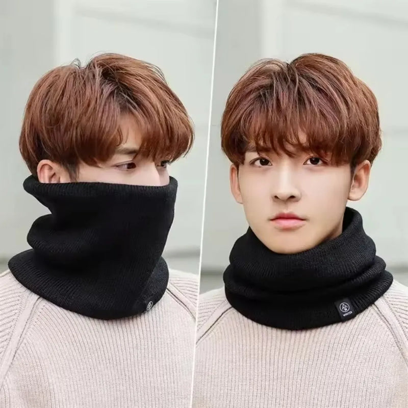 Winter Warm Knitted Neck Scarf for Women Men Plush Full Mask Outdoor Cashmere Solid Snood Scarves Thick Bufanda Muffler