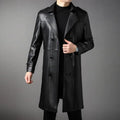 Men Leather Jacket Fall Winter Genuine Jackets Man Clothes Long Warm Plush Coats Casual Fashion Windbreak Trench Coat