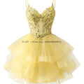 Customized Tiered Tulle A Line Homecoming Dress For Teens Sparkly Lace Applique Beaded Short Prom Dress Mini Cocktail Party Gown
