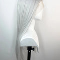 Widow‘s Peak Silver Grey 13x4 Synthetic Lace Front Wigs for Women Elf Cosplay 26 Inch Long Straight Glueless Wigs Free Part