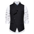 Men's Wedding and Party Vest with Diagonal Front Placket and Single-Button Closure