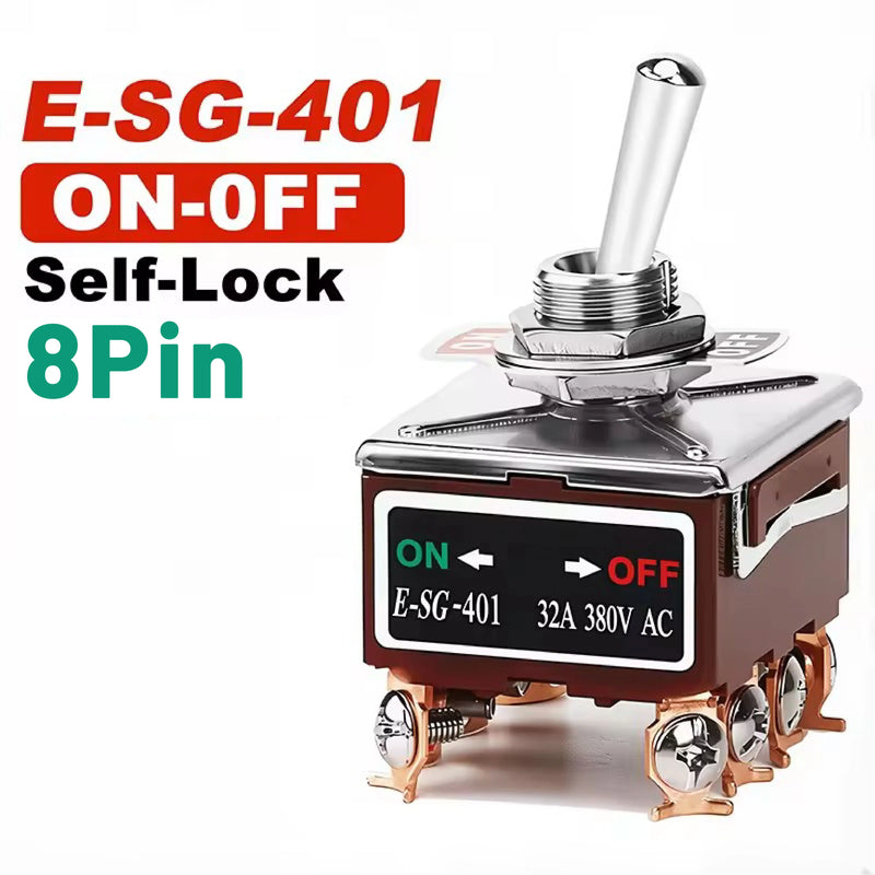 High Current Rocker Switch 2/3/4/6/8/9/12Pin Self Reset/Self-locking Toggle Switch Copper Pin 32A 250VAC Power Button Switch