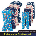 3-Piece Children's Fashion Printed Multicolor Home Service Suit Boy Casual T-shirt Girl Sweet Love Pattern Comfortable Shorts