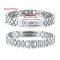 Custom Medical ID Bracelet Medilert Bracelets for Men Women Engraving Stainless Steel Medic ID Bracelet Wristband for Dad Mom