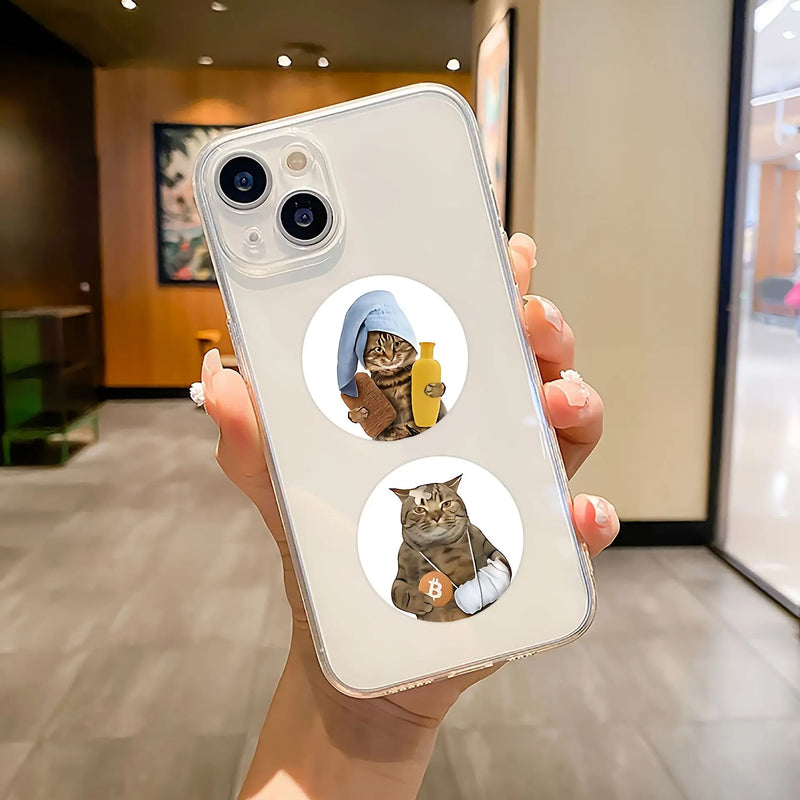 50-500pcs Cartoon Cat Stickers Cute Animal Sticker Waterproof Self-Adhesive Paper Mobile Rewards Sealing Label Decal Stationery