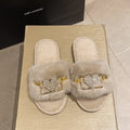 Love Chain Fluffy Women's Slippers Home Fashion Luxury Designer Shoes Woman Autumn Winter Faux Fuzzy Fur Slides Indoor Elegant