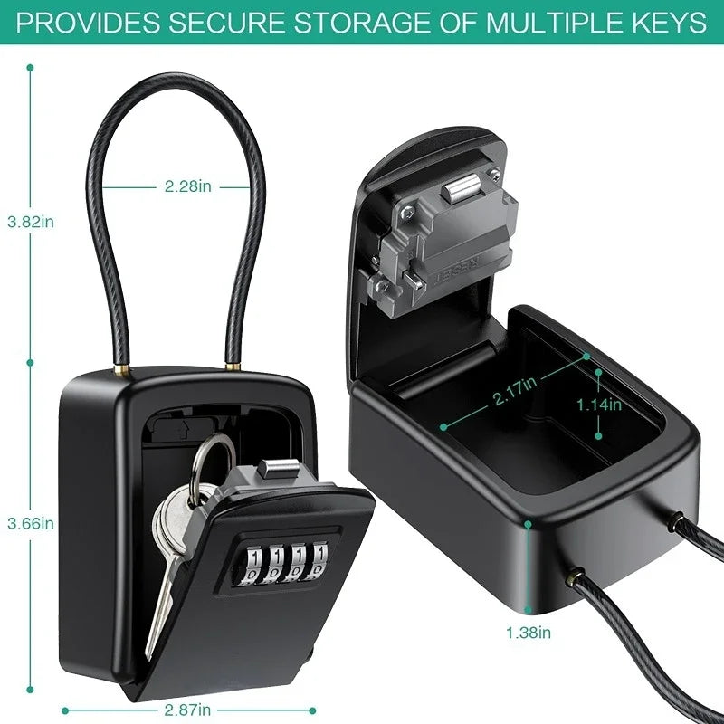 Key Lock Box 4 Digit Combination Safe Waterproof Storage with Removable Chain Security Anti - theft - View 8 | SAMAG