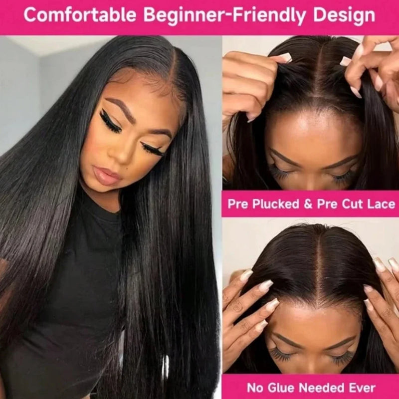 13x4 13x6 HD Transparent Lace Front Wigs Brazilian Straight Human Hair 250% Full Density Pre Plucked Natural Hairline Baby Hair Soft Wigs for Women