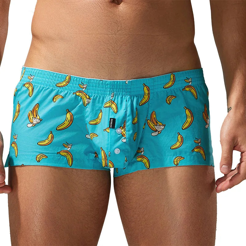 SEOBEAN Men's Cotton Sleepwear U-Shaped Pouch Arro Pants Casual Cotton Home Shorts Trendy Sensual Flat-Bottomed Underwear