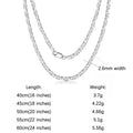 ORSA JEWELS 100% 925 Sterling Silver Link Chain Necklaces Minimalism Snake/Paperclip/Box/Figaro/Chopin/Cuban Chains 40-60cm