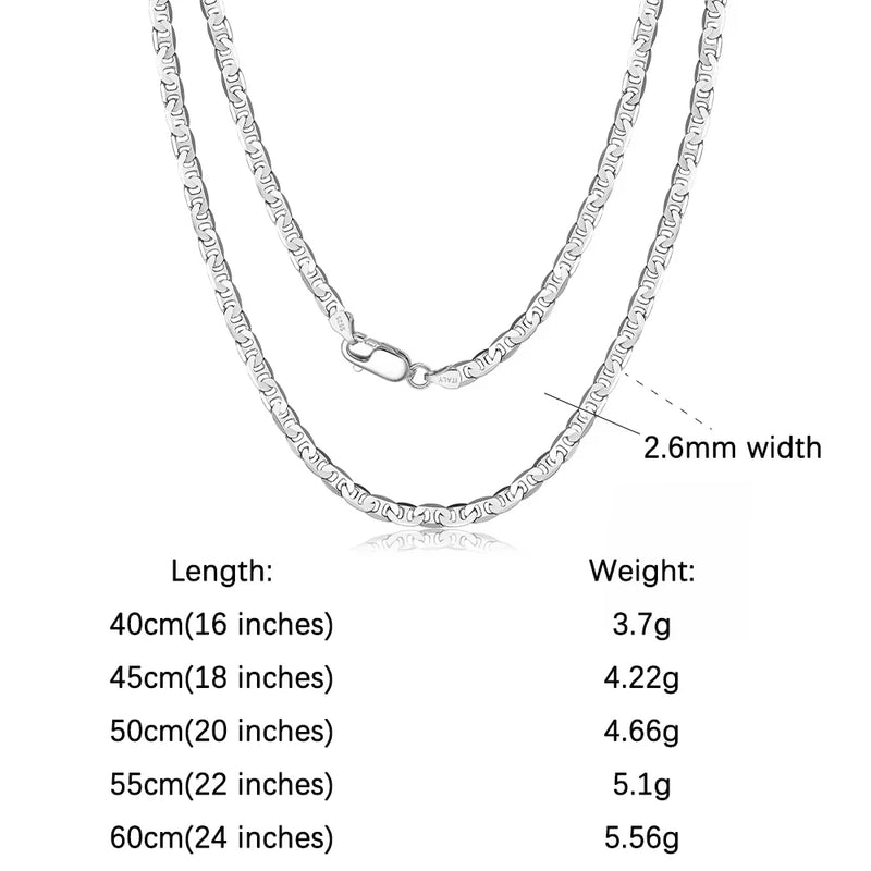 ORSA JEWELS 100% 925 Sterling Silver Link Chain Necklaces Minimalism Snake/Paperclip/Box/Figaro/Chopin/Cuban Chains 40-60cm