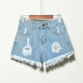 Factory Direct 2026 Summer Korean Style Plus Size Women's Denim Shorts, Ripped Stretch Jeans Shorts for Curvy Ladies
