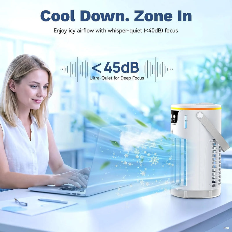 Portable Air Conditioners, Personal Evaporative Air Cooler 1200ML with Ice Cooling Mist Fans That Blow Cold Air Like AC(White)
