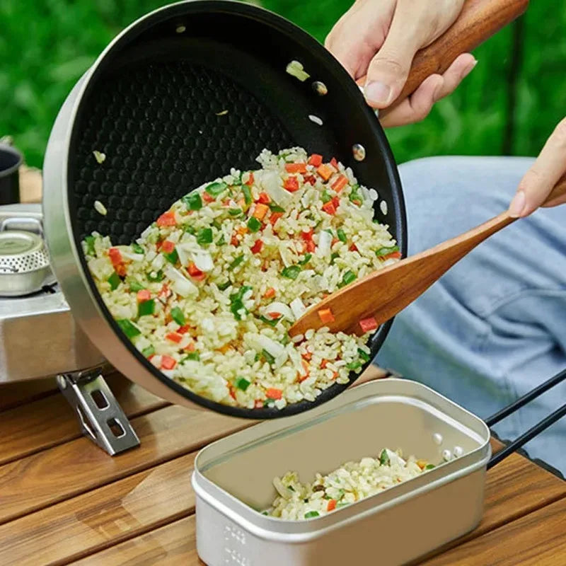 304 Stainless Steel Outdoor Camping Picnic Flat Bottomed Non Stick Pan, Steak, Fried Egg, Waffle, Cooking Essentials