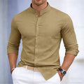 Men's stand-up collar white or black long-sleeved shirt | SAMAG