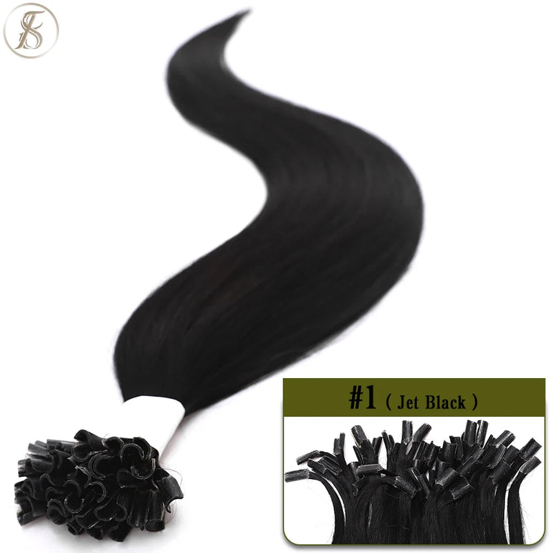 TESS U Tip Fusion Hair Extensions Microlink Keratin Hair Extensions 1g/pc Human Hair Capsules Pre Bonded Natural Hair Extensions