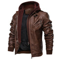 Leather Vintage Locomotive PU Leather Jacket Autumn And Winter Detachable Men's Hooded Jacket
