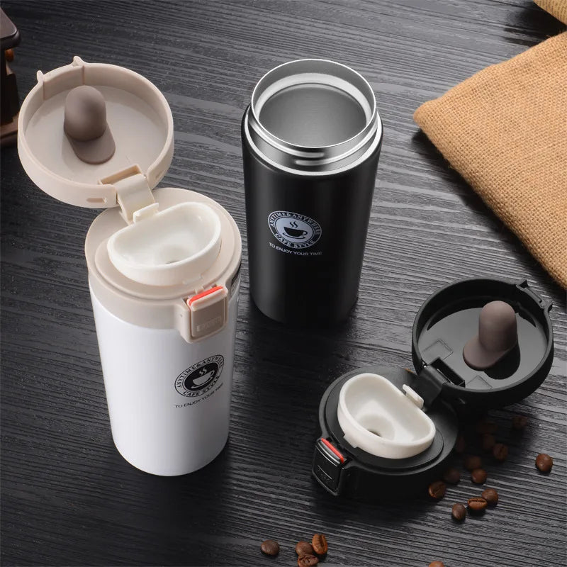 380ml Thermos Coffee Cup Tea Mug Double Layer Stainless Steel Vacuum Insulated Metal Thermos Outdoor Sports Water Bottle